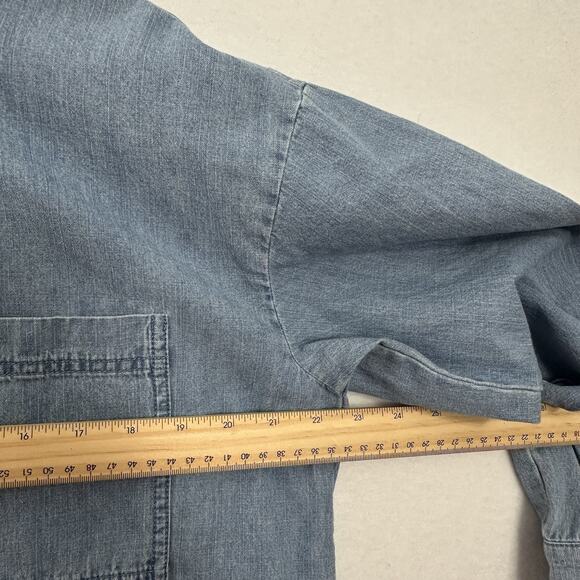 Eileen Fisher Chambray Shirt Dress Womens Medium Organic Cotton Button Up Casual - Picture 6 of 10